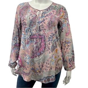 Suzanne Betro Paisley Blouse 1X Retro Vintage Boho Plus Size Tunic Artsy
